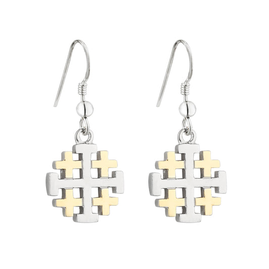 JERUSALEM CROSS DROP EARRINGS