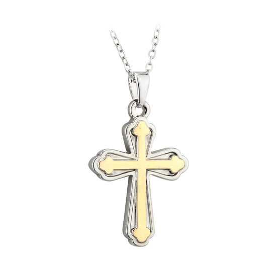 TWO TONE CROSS NECKLACE