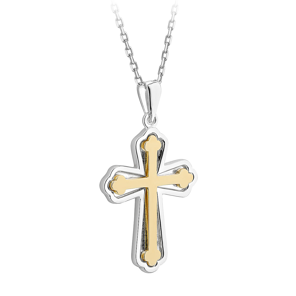 STERLING SILVER AND GOLD CROSS PENDANT NECKLACE