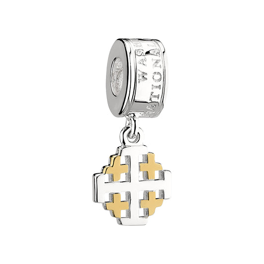 STERLING SILVER AND GOLD JERUSALEM CROSS CHARM